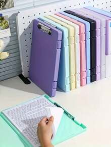 1 pieza Caja organizadora de archivos tamaño A4, organizador de exámenes estudiantiles, portafolios de alta capacidad para libros de información, adecuado para oficina y almacenamiento de archivos estudiantiles, multiusos, fácil de guardar - A - Ver 5