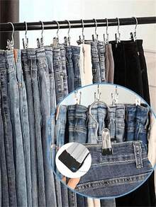 10-30个不锈钢衣夹，重型衣物、帽子、靴子收纳挂钩，带夹子的可调节金属裤架，带挂钩的洗衣夹，节省空间的卧室、衣柜、宿舍收纳整理架 - 彩色 - 查看 10