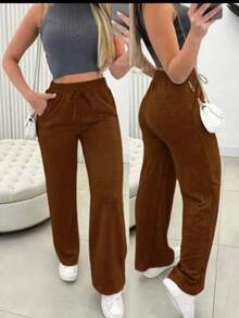 Lightweight Wool Leggings With Pockets, Ideal For Those Slightly Chilly Days, Super Comfortable. - Rust Brown - View 2