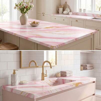 1 Roll Kitchen Marble Pattern Waterproof Oil-Proof Removable Vinyl Wallpaper, Suitable For Cabinet, Stove, Wall, Home Decor, Furniture Renewal, 15.74X118.11 INCH