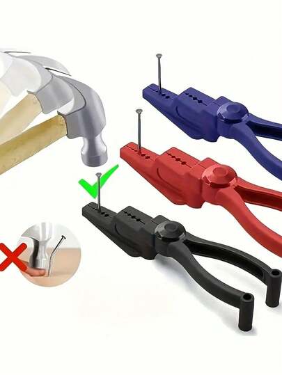 قطعة واحدة من حامل المسامير للطرق، كماشة بلاستيكية، أصبع لطرق المسامير بكماشة متعددة الاستخدامات، كماشة لتثبيت المسامير تحمي الأصابع، أساسيات الإصلاح والنجارة كماشة متعددة الاستخدامات، أدوات للرجال، تحسين المنزل