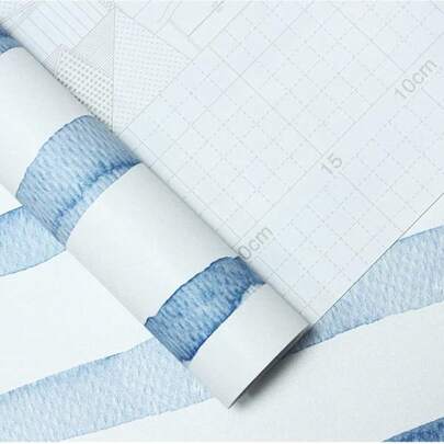 1 Cuộn Giấy Dán Tường Sọc Xanh Dương Có Thể Tháo Rời, Giấy Dán Tường Sọc Dọc Xanh Dương, Giấy Dán Tường Vinyl Có Thể Tháo Rời Phong Cách Bohemian, Thích Hợp Cho Mặt Bàn, Phòng Khách, Phòng Ngủ, Tủ, Phông Nền TV, Giấy Dán Tường Trang Trí Nhà Cửa, Giấy Dán Tường Cải Tạo Nội Thất Nhà Bếp, 45CM*1000*500*300*100CM