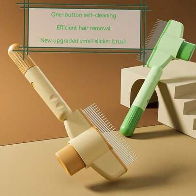 1pc One-Click Self-Cleaning Pet Brush, Suitable For Dogs & Cats, With Smooth Rounded Teeth And Comfortable Handle
