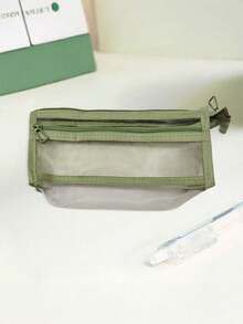 1个大容量学生铅笔盒，时尚简约设计，考试铅笔袋，透明网格铅笔袋，简约学生文具包，适用于大学入学考试、学习和办公用品，返校必备 - 長方形 - 查看 10