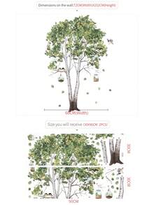 2张树木植物背景贴纸 - 清新简约的悬挂式花篮墙贴，适用于客厅和卧室 - 樺樹 - 查看 3