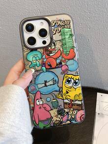SpongeBob SquarePants 1个时尚全屏螃蟹老板家族拼接图案手机壳，防摔，兼容 16/15/14/13/12/11 Pro Max及其他型号 - 彩色 - 查看 6