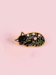 1pc Black Cat Enamel Pin - Cartoon Badge - Gift - Briefcase Pin - Backpack Badge - Clothing Pin - Cute Accessory - Pin - Multicolor - View 3