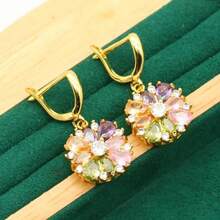 5pcs Vintage Personalized Women's Wedding Jewelry Set - Bracelet, Earrings, Ring, Necklace, Pendant, Suitable For Daily Wear, Vacation, Gift - Colorful - View 6