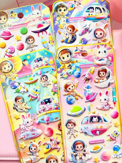 3D Cute Stickers, Fun Shiny Embossed Decoration, Three-Dimensional Fun Japanese Anime Stickers, Crystal Stickers, With A Solid Texture, Exquisite Solid Shape, Self-Adhesive Waterproof Non-Stick Decorative Stickers, With A Texture Effect And A Full Decorative Atmosphere, Mixed Color Design, Asymmetrical Shape