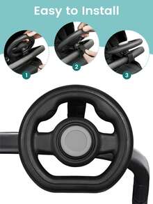 Volant de poussette pour bébé, volant de conduite simulé pour poussette, chariots de courses, accessoire amusant et détachable universel - Multicolore - Voir 3