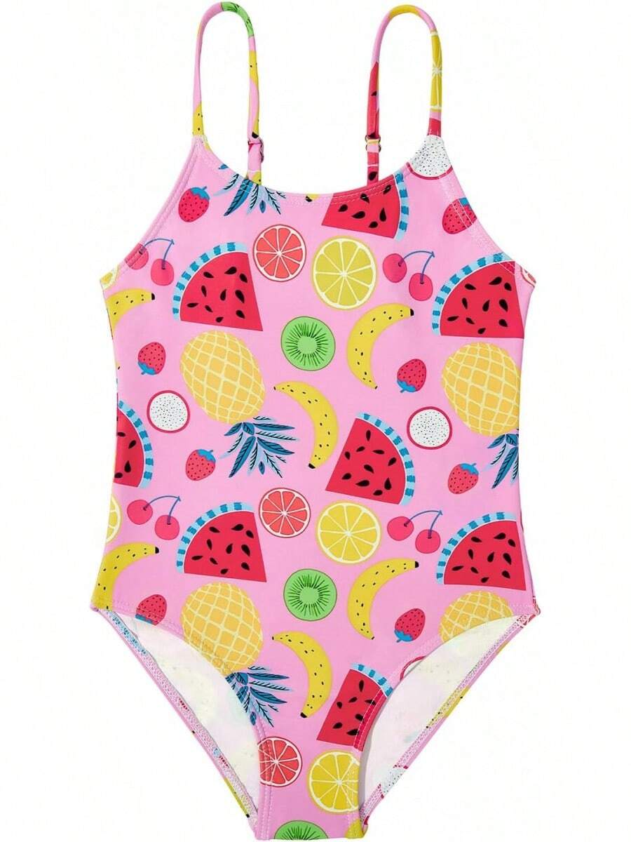 Girls Bathing Suit Size 2-10 Years - Cute Toddler Swimsuit Girl Adjustable One Piece Swimwear For Summer Beach Wear - 色彩繽紛的水果 - 查看 1