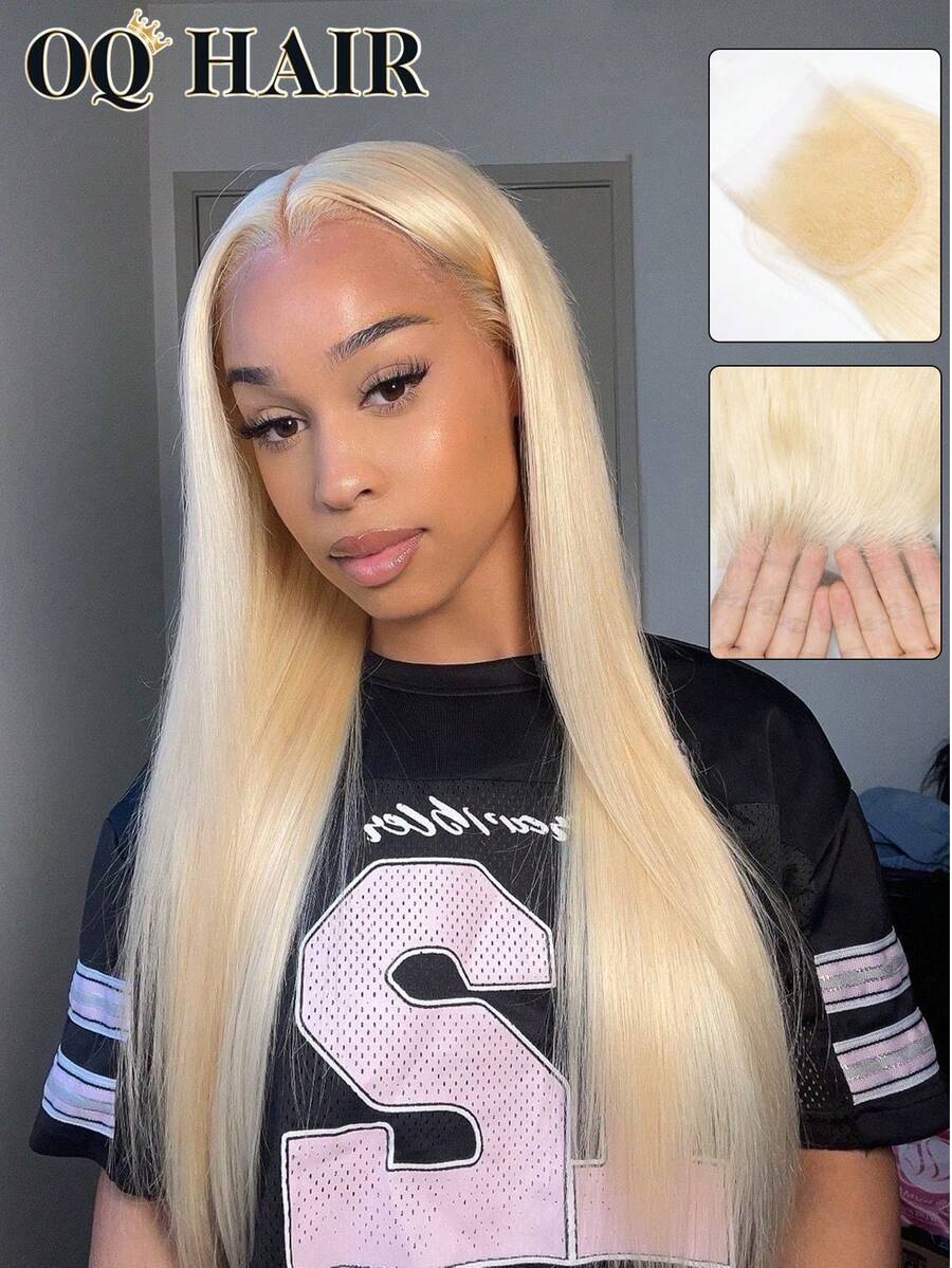 OQ 4*4 High Definition Lace Closure 10-20 Inch 613 Blonde 100% Virgin Human Hair Wigs, Versatile Hairstyles, Women's Wig, Halloween Costume, Women's Travel Essential, Free Shipping - S613 - View 1