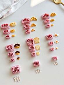 Cute Bakery Food Clay Cutter Set, 3/21Pcs Mini Food Polymer Clay Cutters, DIY Craft Tools For Clay Jewelry Making - Pink - View 2