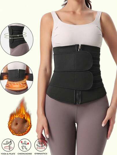 1 st. sportigt midjeträningsställ för kvinnor, öppen byst med magkontroll, bantande topp för midja och höfter, bantande byxor med hög midja. Liten i storleken, rekommenderar att beställa en storlek större, se storlekstabellen före köp.