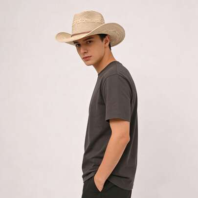 经典美式时尚闪亮编织装饰创意纯色遮阳帽，男女皆宜，户外优雅防晒