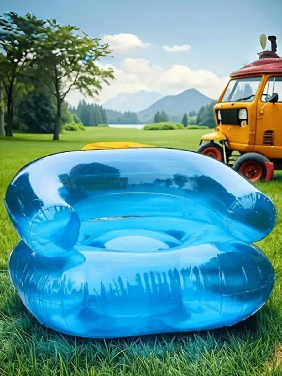 1pc High Quality Portable Inflatable Sofa - Durable PVC Material, Transparent Design, No Electricity Needed, Outdoor Camping Picnic Sofa, Suitable For Family Gatherings, Backyard, Beach, Park - Multicolor - View 1