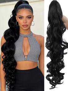 20-Inch Long Wavy Synthetic Hair Extension Ponytail, Heat Resistant Fiber, Suitable For Women, Girls, Party And Daily Use - Multicolor - View 1