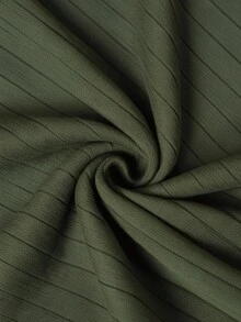 Camiseta de punto casual de manga corta y unicolor para hombre - Verde militar - Ver 6