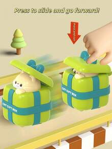 Friction Powered Press & Go Animal Toy Cars, 3 Styles Cat Vehicle Toys, Smooth Edge Toddler Toys For First Birthday & Easter Gifts - Multicolor - View 5