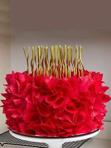 6pcs/12pcs Gold Curved Candles For Birthday, Anniversary, 1st Birthday Party Cake Decor - Gold - View 4