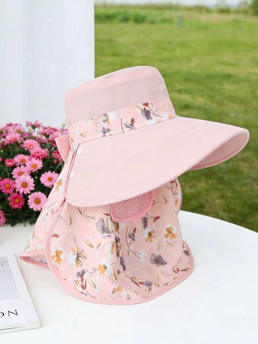 1 chiếc mũ chống nắng mùa hè dành cho nữ, che kín mặt, thoáng khí, thích hợp cho các hoạt động hàng ngày như đi dã ngoại, hái lượm, du lịch, câu cá, trồng trọt và các tình huống khác. - E - Xem 1