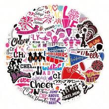 60PCs Cheerleader Stickers Pack, Vinyl Decals, Pink Cheering Girl Stickers For Laptop, Water Bottle, Stickers For Kids, Teens, Girls(Cheer)Cheerleading Stickers,Stickers For Girls,Stickers Kids,Kids Laptop,Cheerleading Teen Girls,Water Bottle,Mean Girl,Stocking Stuffers For Teen Girl,Water Bottle Girls,Preppy,Laptop Stickers,Hails - 多色 - 查看 4