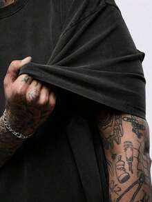 Summer Tops1 Pcs1PC Y2K Vintage Washed T-Shirt |   Men's YLA Graphic Tee |   Gym Graphic Tee |   Gifts For Men Or Boyfriend |   100% Cotton |   230Gsm Thickened Fabric |   Unisex230g 100% Cotton - Purple - View 11