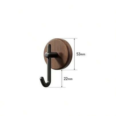1 pieza Gancho de madera maciza autoadhesivo, perchero decorativo de madera de nogal para llaves/toallas, gancho montado en la pared para cocina, baño, gabinete, carga máxima de 10-15 kg