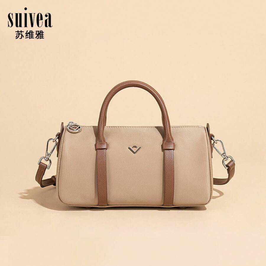 Bolso de mano de nailon tipo Boston para mujer, novedad primavera 2026, sencillo y elegante, bandolera para teléfono, ideal para ir al trabajo. - D2854# Negro - Ver 1