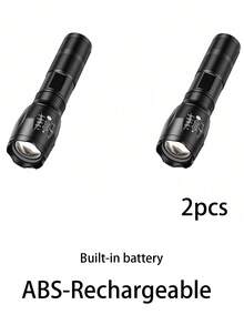 1支高功率LED手电筒，明亮便携防水手电筒，多功能变焦伸缩手电筒，适用于户外徒步、应急露营 - 320mAh - 黑色 - 查看 15