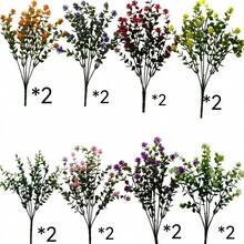 16pcs 13.8 Inch 8 Colors Artificial Flowers, Fake Boxwood Plants, Plastic Outdoor Simulation Plants For Indoor Outdoor Decor, Vase Centerpiece, Bookshelf, Bedroom, Wedding Party, Garden, Mother's Day Gift - Multicolor - View 8