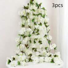 3 件人造牡丹花环，98.42 英寸/250 厘米长，适合圣诞节、万圣节、情人节、母亲节、婚礼拱门、家庭、花园、楼梯、商店、餐厅塑料花卉装饰 - 无需电源或电池 - 彩色 - 查看 11