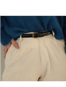 1条男士复古小众休闲真皮腰带，简约设计，适合搭配牛仔裤，高品质黑色，日常百搭。 - 彩色 - 查看 9