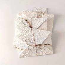 1/5/10 piezas de sobres de papel blanco hechos a mano, tamaño 4.33"X6.3" (11*16cm), adecuados para invitaciones de boda, tarjetas de felicitación, anuncios y proyectos artesanales, sin cuerda de yute incluida - A - Ver 2