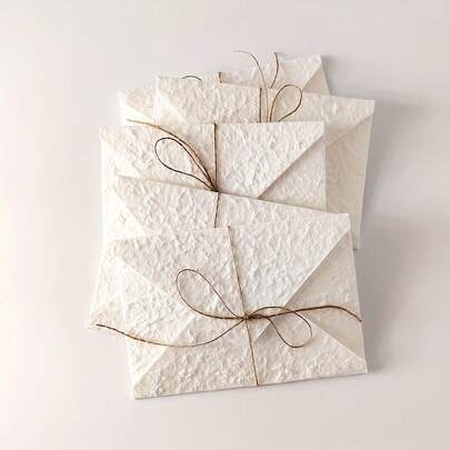 1/5/10 piezas de sobres de papel blanco hechos a mano, tamaño 4.33"X6.3" (11*16cm), adecuados para invitaciones de boda, tarjetas de felicitación, anuncios y proyectos artesanales, sin cuerda de yute incluida