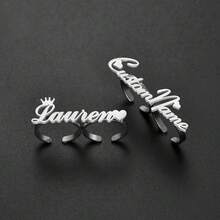 Custom Name Rings Stainless Steel Women Men Double Name Ring Personalized Jewelry Adjustable Couple Rings Engagement Gift - Multicolor - View 4