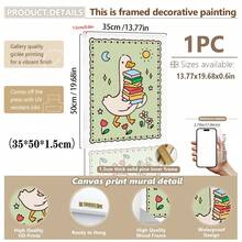 1幅帆布防水墙画，带框装饰画，适合儿童房，傻鹅读书海报，可爱鹅，儿童房装饰，现代艺术印刷品，傻鹅农场动物设计，卡通动物装饰画 - 彩色 - 查看 12