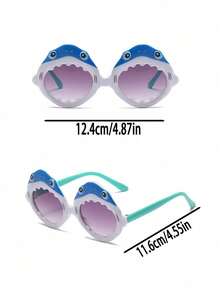2副装 - 时尚鲨鱼造型太阳镜 - 适合儿童作为海滩和海边摄影道具。时尚旅行摄影眼镜。 - 彩色 - 查看 9