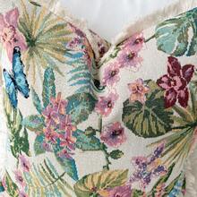 1 pieza Funda de cojín estilo granja vintage, Funda de almohada suave con bordado floral, Cojín decorativo de sofá con borlas y flores tropicales, Decoración de dormitorio, Funda de almohada rústica con borlas, Funda de cojín suave con mariposa bohemia, Artículo de decoración del hogar, Verde, Rosa, Azul - Mariposa azul - Ver 5