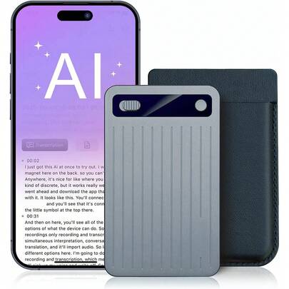 Grabadora de voz inteligente ultrafina con IA, utiliza tecnología de IA para transcripción y resumen, grabadora de cuaderno de 64GB con control de aplicación, compatible con talla grande de 100 idiomas, grabadora para conferencias, reuniones y llamadas