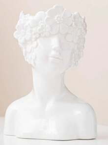 1pc Petal-Shaped Face Vase, A Creative Nordic-Style Cream-Inspired Vase Featuring A Human Face Design, Suitable For Home Living Room Table Decoration. - Multicolor - View 8