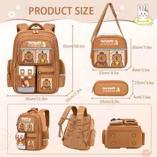 3pcs Fashion Capybara Themed Backpacks With Adjustable Shoulder Straps - Durable Nylon Material, Zipper Closure, Polyester Lining, Printed Design - Perfect Gift For Capybara Lovers, Travel Backpack, Shoulder Bag, Storage Bag, Handbag Gift, Back To School Essential - Rectangle - View 3