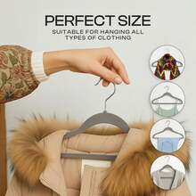 20-Pack Plush Clothes Hangers, Velvet Hangers,Luxurious, Traceless, High-Load-Bearing Wardrobe Hangers, Suitable For Clothing Storage In Bedrooms, Balconies, And Bathrooms, And Can Be Used To Hang Shirts, Coats, Dresses, Pants, Etc. - 灰色20pcs - 查看 8