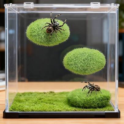 Jumping Spider Lawn Play Platform, Jumping Spider Shell Green Artificial Moss Rock, Climbing Feeding Platform, Small Spider Habitat Accessories, Jumping Spider Fence, Perfect Habitat For Climbing Pets. Can Be Used As Decorative Accessories For Spider Climbing, Feeding And Platform, For Climbing, Resting And Exploration