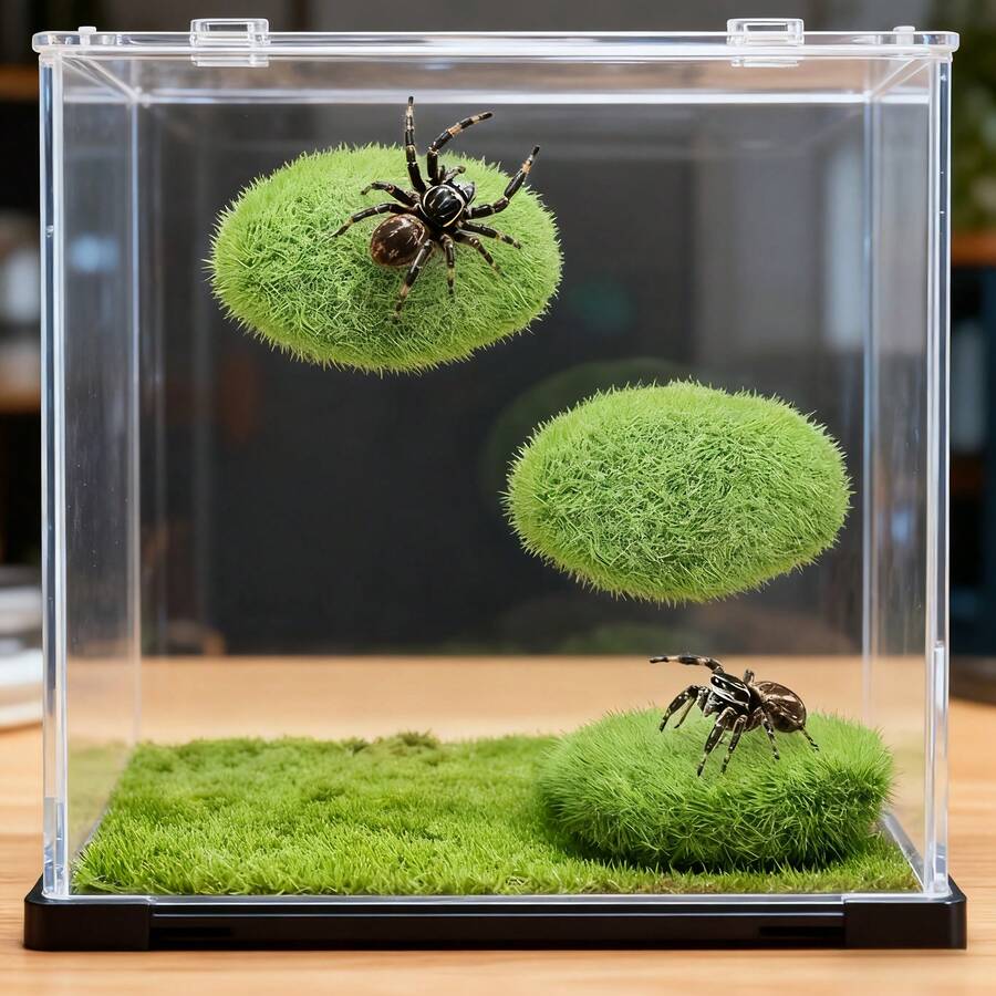 Jumping Spider Lawn Play Platform, Jumping Spider Shell Green Artificial Moss Rock, Climbing Feeding Platform, Small Spider Habitat Accessories, Jumping Spider Fence, Perfect Habitat For Climbing Pets. Can Be Used As Decorative Accessories For Spider Climbing, Feeding And Platform, For Climbing, Resting And Exploration - View 1