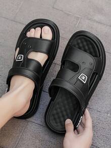 Men's Summer Dual-Wear Thick Sole Anti-Slip Beach Sandals, Casual Slip-On - Black - View 8