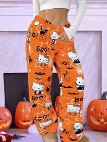 SANRIO 女士加绒保暖裤，舒适可爱，适合秋冬季穿着。 - 橘色 - 查看 7
