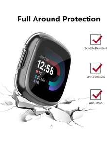 1 pieza Funda de reloj inteligente de TPU suave con cobertura total para Sense 2/Versa 4, de moda y cómoda, anti-caída, 2 en 1 con carcasa chapada y protector de pantalla, accesorios de funda de reloj inteligente a prueba de golpes y protectora - Fitbit Sense 2/Versa 4 - Ver 7