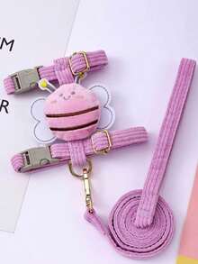 猫咪胸背带及牵引绳套装，蜜蜂图案，适合猫咪及小型/中型犬，四季皆宜，胸带式，防勒颈背心式胸背带 - 彩色 - 查看 11