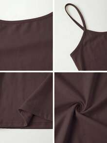 Vaiaye 女士时尚内衣风上衣，春夏条纹印花圆领修身休闲度假性感吊带背心，适合海滩度假和日常休闲穿着。 - 棕色 - 查看 11